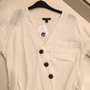 Topshop Women White Asymmetrical Blouse